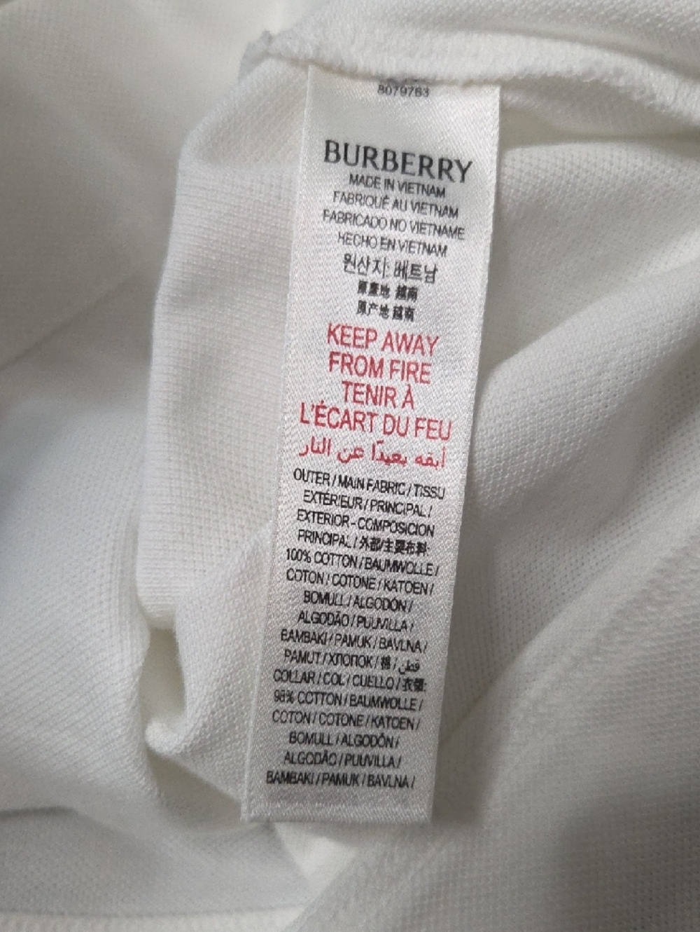 Burberry White Polo with Classic Check Trim - Picture 5 of 7